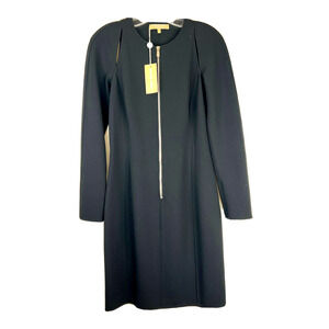 Michael Kors Collection Black Sheath Dress Size 6 Long Sleeve Cutout Round Neck